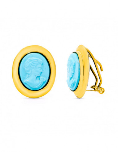 18K PENDIENTES ORO AMARILLO CAMAFEO...