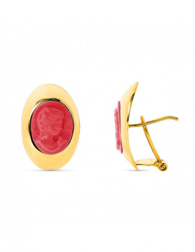 18K PENDIENTES ORO AMARILLO CAMAFEO...