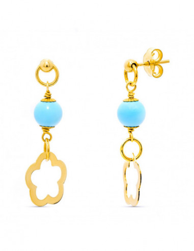 18K PENDIENTES ORO AMARILLO TURQUESA...