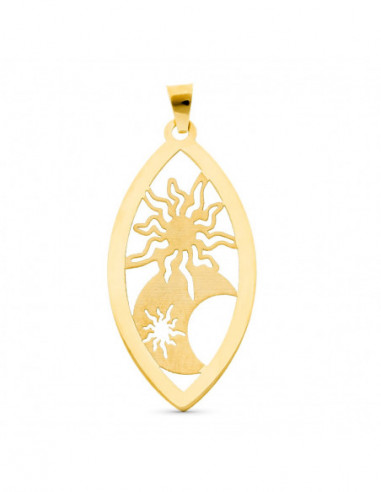 18K COLGANTE ORO AMARILLO OVAL SOL Y...