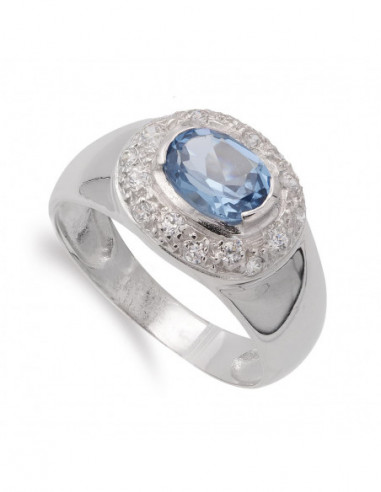 18K SORTIJA ORO BLANCO PIEDRA COLOR...