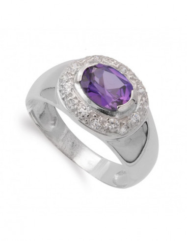 18K SORTIJA ORO BLANCO AMATISTA Y...