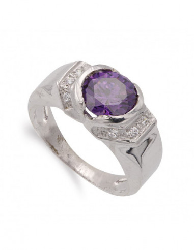 18K SORTIJA ORO BLANCO AMATISTA 8 MM