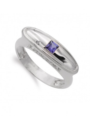 18K SORTIJA ORO BLANCO AMATISTA Y...