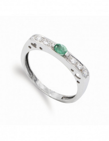 18K SORTIJA ORO BLANCO ESMERALDA...