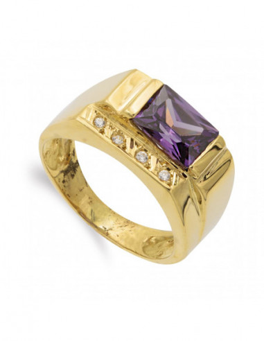 18K SORTIJA ORO AMARILLO AMATISTA 8X6...