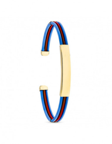 18K PULSERA CHAPA RIGIDA CAUCHO AZUL...