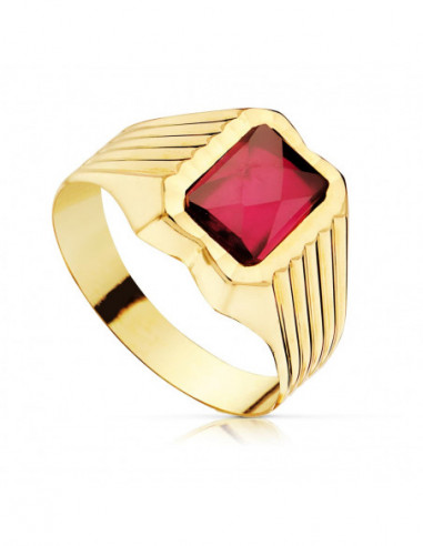 18K SELLO CADETE PIEDRA RUBI SPINEL...