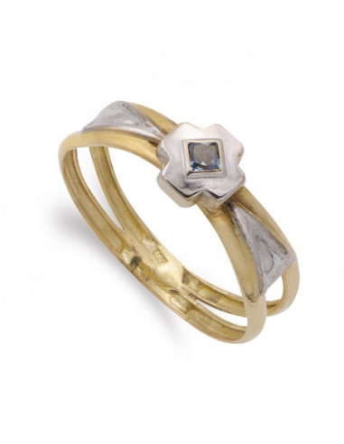 18K BICOLOR SORTIJA BICOLOR AGUAMARINA