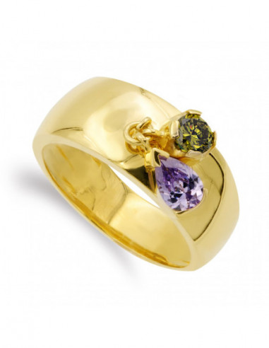 18K SORTIJA ORO AMARILLO DOS PIEDRAS...