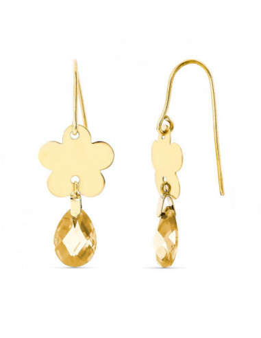 18K PENDIENTES ORO AMARILLO FLOR...