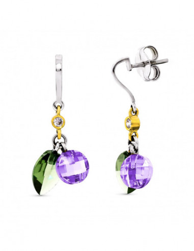 18K PENDIENTES ORO BICOLOR PIEDRAS...