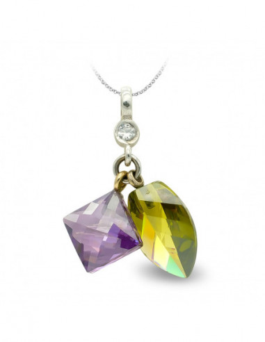 18K COLGANTE ORO BLANCO AMATISTA Y...