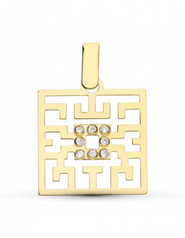 18K COLGANTE ORO AMARILLO LASER Y...