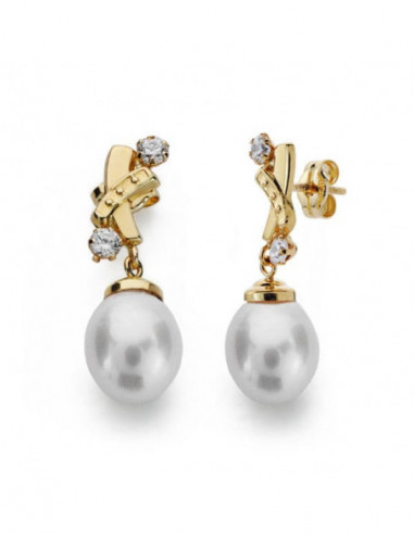 18K PENDIENTES PERLA ORO AMARILLO...