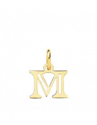 18K COLGANTE LETRA  M  . 12X10 MM