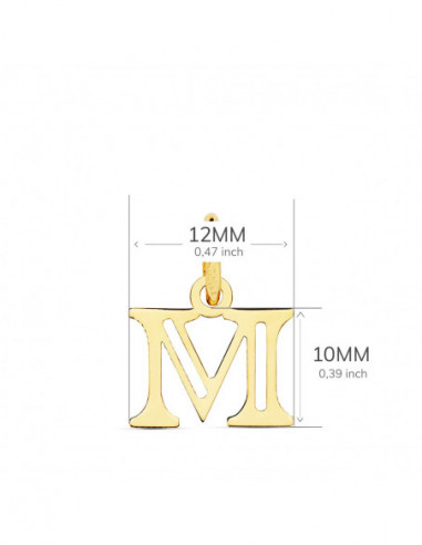 18K COLGANTE LETRA  M  . 12X10 MM