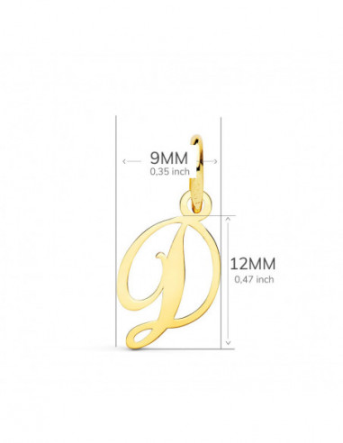 18K COLGANTE LETRA  D  . 12X9 MM