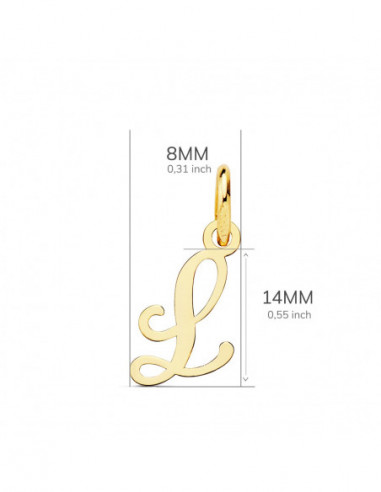 18K COLGANTE LETRA  L  . 10X8 MM