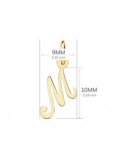 18K COLGANTE LETRA  M  10X9 MM