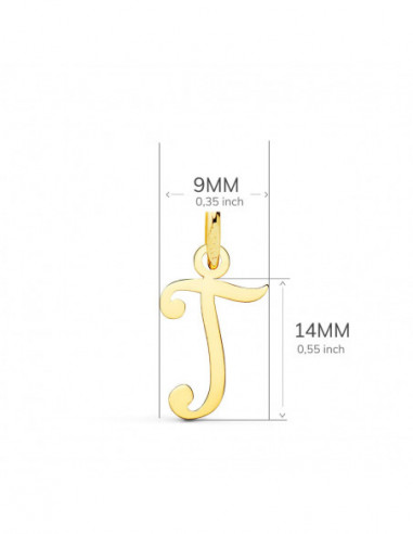 18K COLGANTE LETRA " T " 14X9 MM