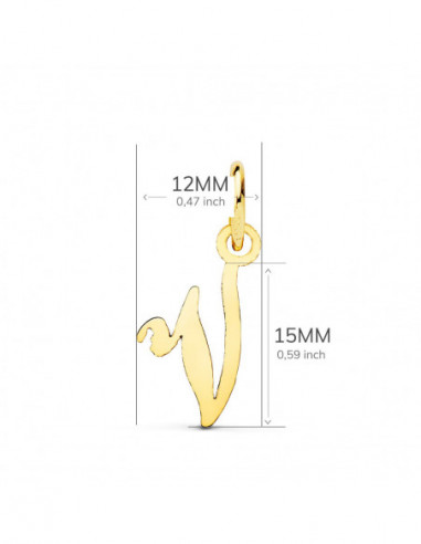 18K COLGANTE LETRA  V  15X12 MM