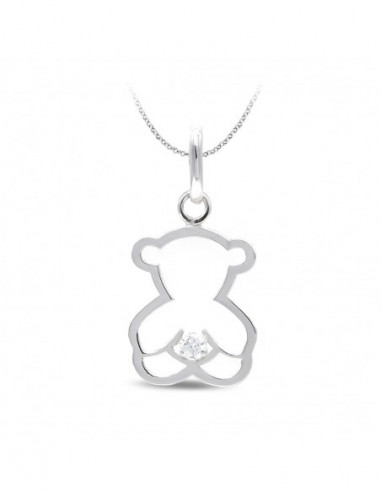 18K COLGANTE ORO BLANCO OSO CIRCONITA...