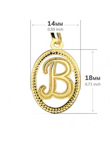 18K COLGANTE INICIAL LETRA B 21X14 MM
