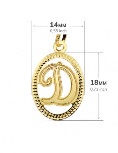 18K COLGANTE INICIAL LETRA D 21X14 MM