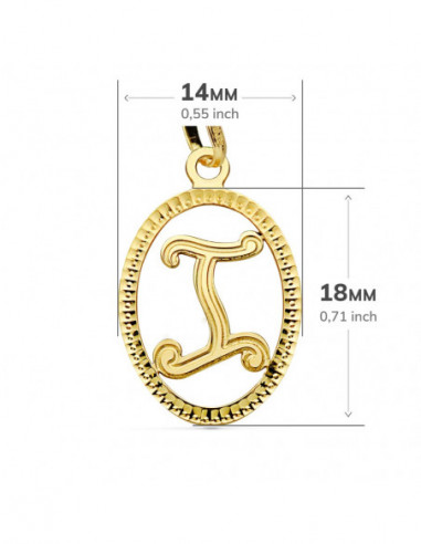 18K COLGANTE INICIAL LETRA I 21X14 MM