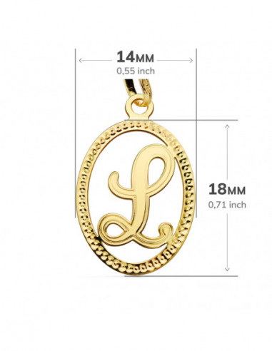 18K COLGANTE INICIAL LETRA L 21X14 MM