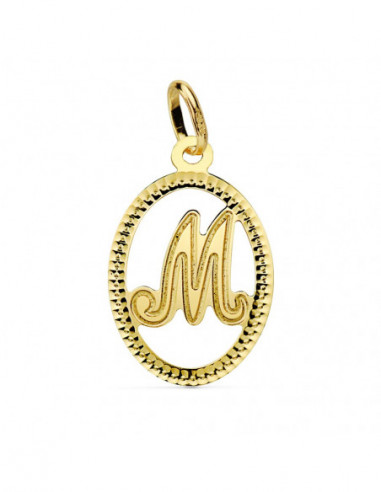 18K COLGANTE INICIAL LETRA M. 21X14 MM