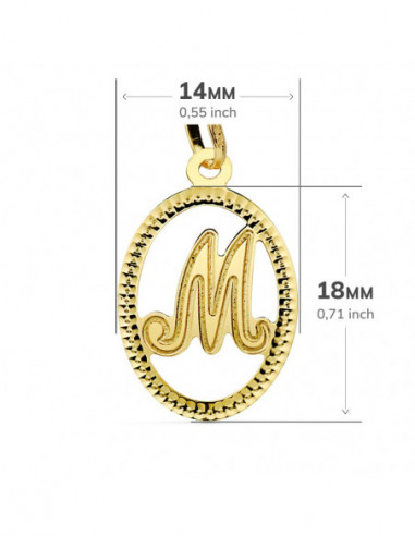 18K COLGANTE INICIAL LETRA M. 21X14 MM