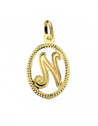 18K COLGANTE INICIAL LETRA N 21X14 MM