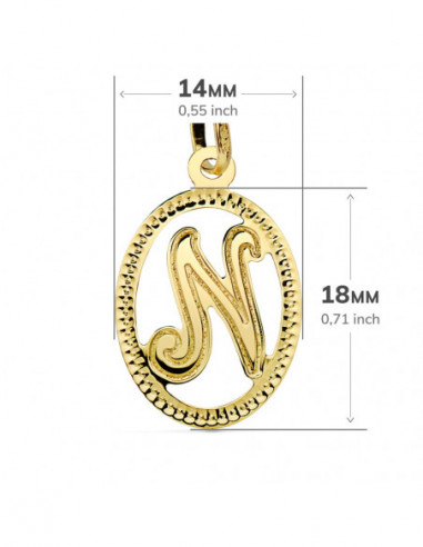 18K COLGANTE INICIAL LETRA N 21X14 MM