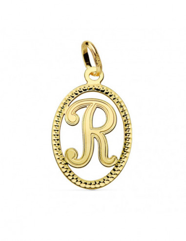 18K COLGANTE INICIAL LETRA R 21X14 MM