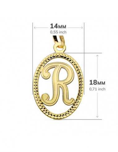 18K COLGANTE INICIAL LETRA R 21X14 MM