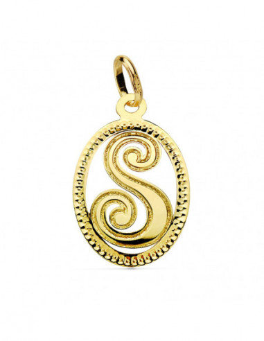 18K COLGANTE INICIAL LETRA S 21X14 MM