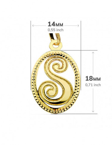 18K COLGANTE INICIAL LETRA S 21X14 MM