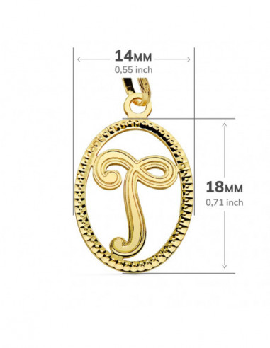 18K COLGANTE INICIAL LETRA T 21X14 MM