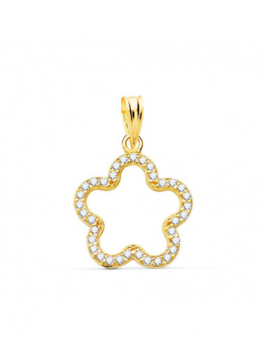18K COLGANTE ORO AMARILLO FLOR CON...