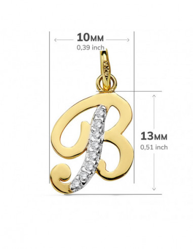 18K COLGANTE LETRA B CIRCONITAS 13X10 MM