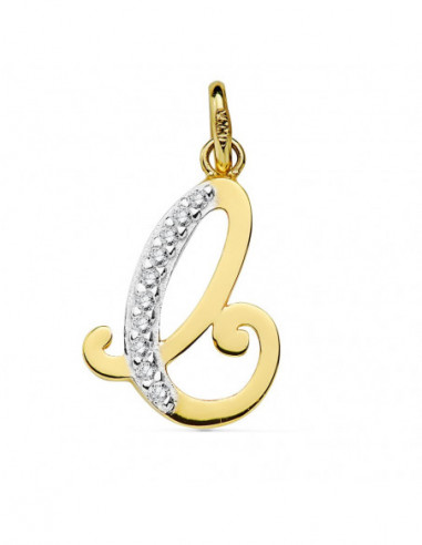 18K COLGANTE LETRA C CIRCONITAS 17X11 MM