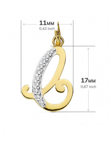 18K COLGANTE LETRA C CIRCONITAS 17X11 MM