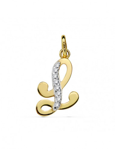 18K COLGANTE LETRA L CIRCONITAS 17X10 MM