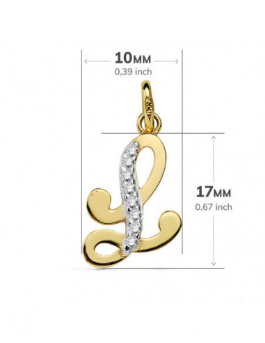 18K COLGANTE LETRA L CIRCONITAS 17X10 MM