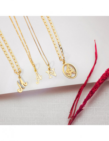 18K COLGANTE ORO BICOLOR LETRA O...