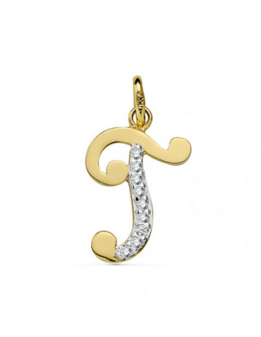 18K COLGANTE LETRA T CIRCONITAS 17X11 MM