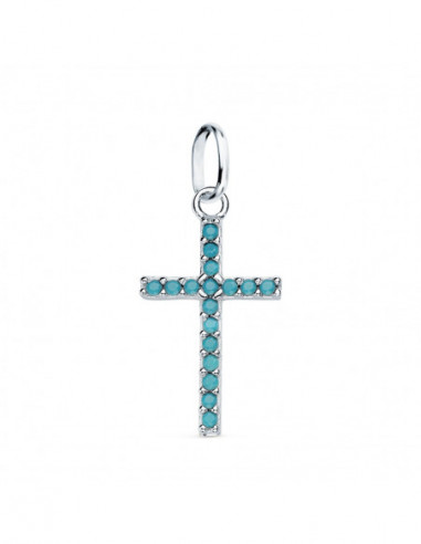 18K CRUZ ORO BLANCO CON PIEDRAS...