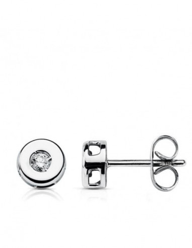 18K PENDIENTES ORO BLANCO CHATON 6 MM...